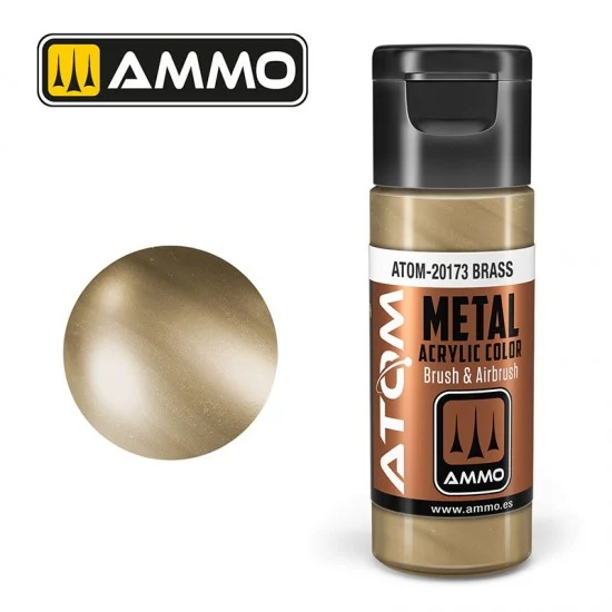 AMMO by Mig Jimenez 20173 Acrylic Paint - ATOM Metallic #Brass (20ml jar)