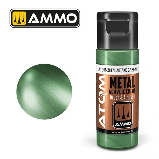 AMMO by Mig Jimenez 20175 Acrylic Paint - ATOM Metallic #Aotake Green (20ml jar)