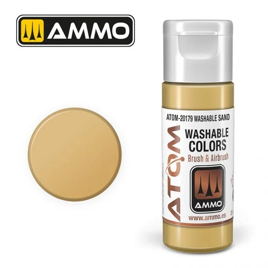 AMMO by Mig Jimenez 20179 Acrylic Paint - ATOM Washable #Sand (20ml jar)