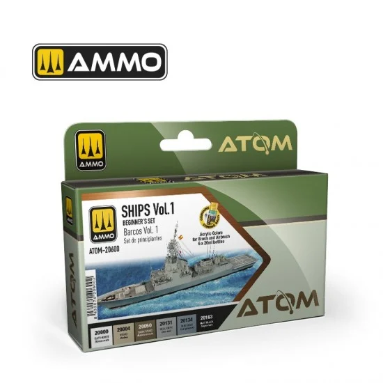 AMMO by Mig Jimenez 20600 Acrylic Paints - ATOM #Beginners Set: Ships Vol.1 (6x 20ml)