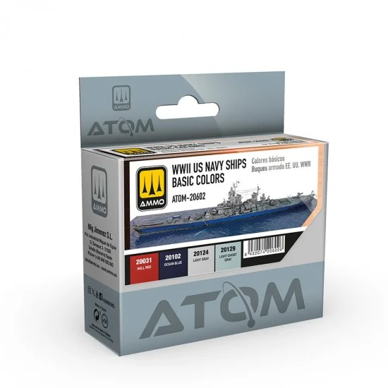 AMMO by Mig Jimenez 20602 Acrylic Paints set - ATOM #WWII US Navy Ships Basic Colours (4 jars, 20ml each)