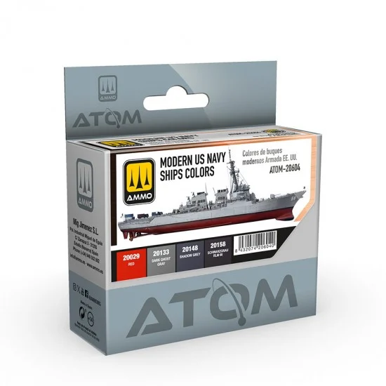AMMO by Mig Jimenez 20604 Acrylic Paints set - ATOM #Modern US Navy Ships Colours (4 jars, 20ml each)