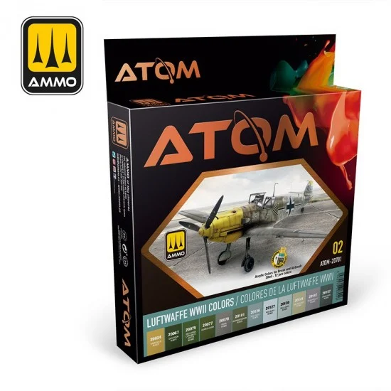 AMMO by Mig Jimenez 20701 Acrylic Paints set - ATOM #WWII Luftwaffe Colours (12 jars, each bottle: 20ml)