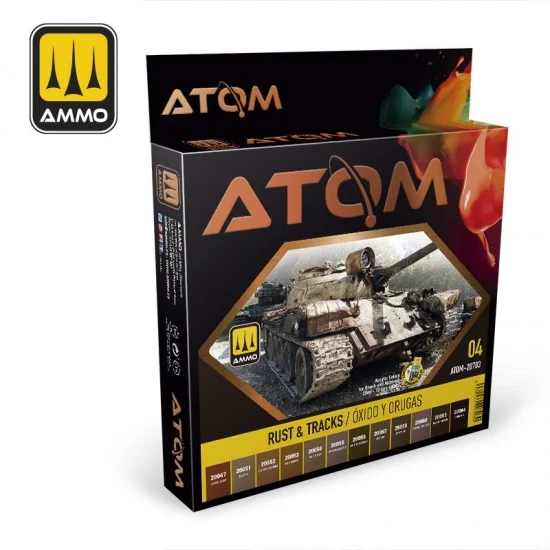 AMMO by Mig Jimenez 20703 Acrylic Paints set - ATOM #Rust & Tracks (12 jars, each bottle: 20ml)