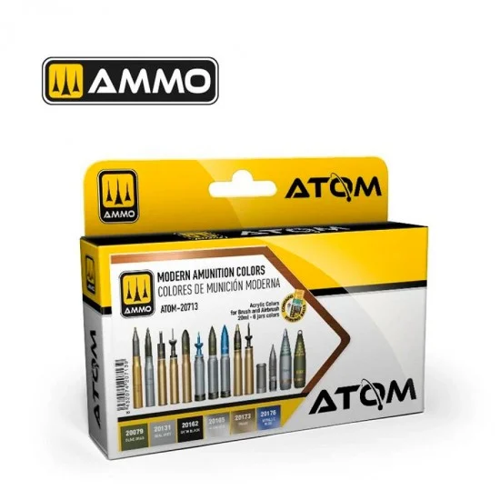 AMMO by Mig Jimenez 20713 Acrylic Paints set - ATOM #Modern Amunition Colours (6 jars, each bottle: 20ml)