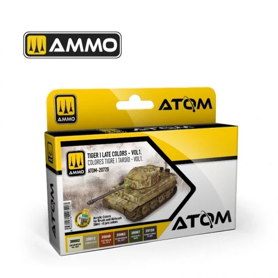 AMMO by Mig Jimenez 20720 Acrylic Paints - ATOM #Tiger I Late Colours Vol.1 (6 jars, each bottle: 20ml)
