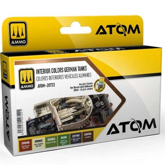 AMMO by Mig Jimenez 20722 Acrylic Paints - ATOM #Interior Colours German Tanks (6 jars, each: 20ml)