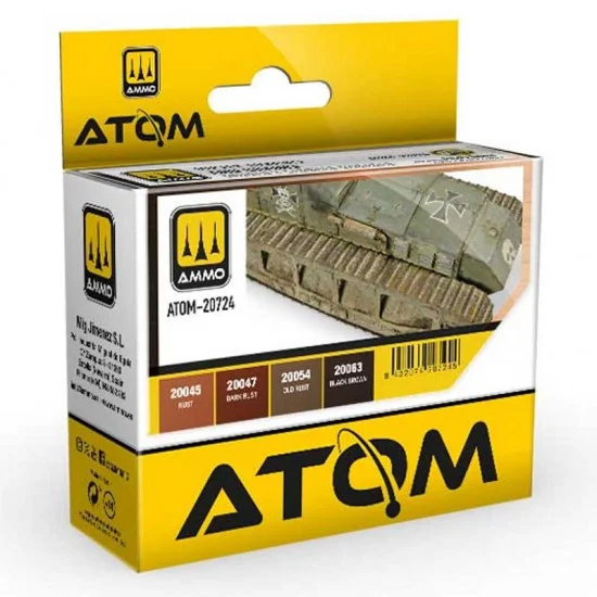 AMMO by Mig Jimenez 20724 Acrylic Paints set - ATOM #Rusty Tracks and Chains (4 jars, each bottle: 20ml)