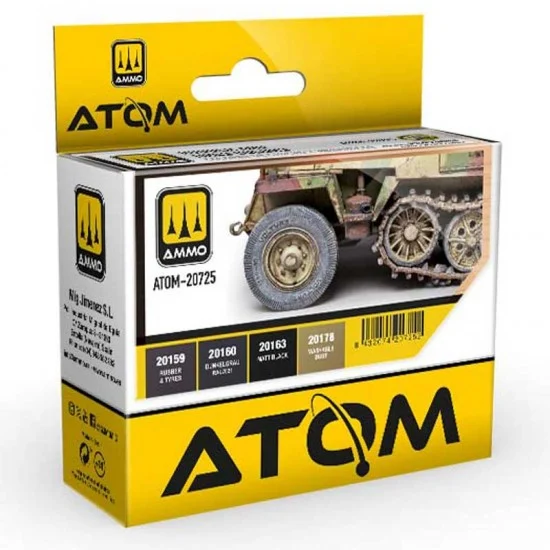 AMMO by Mig Jimenez 20725 Acrylic Paints set - ATOM #Rubber and Tires Colours (4 jars, each bottle: 20ml)