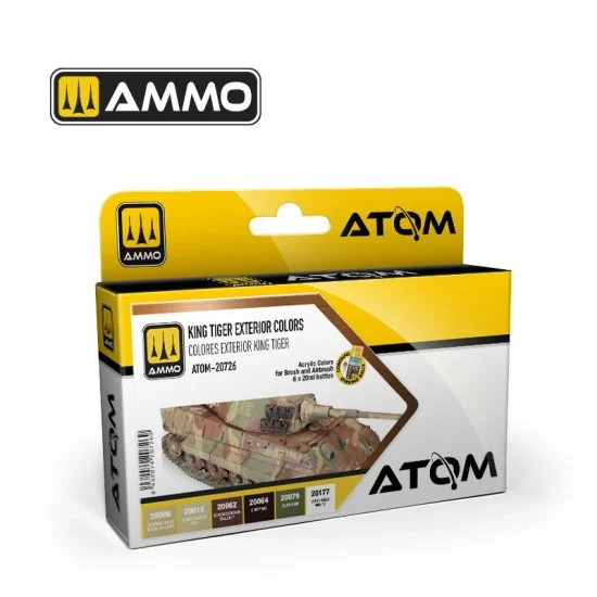 AMMO by Mig Jimenez 20726 Acrylic Paints - ATOM #King Tiger Exterior Colours (6 jars, each bottle: 20ml)