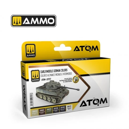 AMMO by Mig Jimenez 20727 Acrylic Paints - ATOM #Early / Middle German Colours (6 jars, each: 20ml)