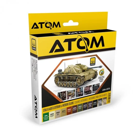 AMMO by Mig Jimenez 20730 Acrylic Paints set - ATOM #STUG III Ausf.G Exterior and Interior Colours (12 jars, 20ml each)