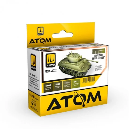AMMO by Mig Jimenez 20732 Acrylic Paints set - ATOM #Olive Drab Modulation (4 jars, 20ml each)