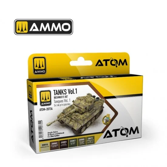 AMMO by Mig Jimenez 20734 Acrylic Paints - ATOM #Beginners Set: Tanks Vol.1 (6x 20ml)