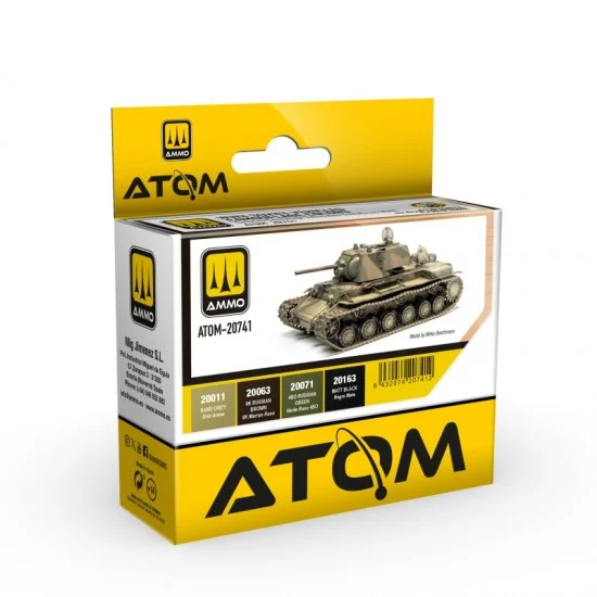 AMMO by Mig Jimenez 20741 Acrylic Paints set - ATOM #WWII Soviet Vehicles Camouflage Colours (4 jars, each: 20mL)