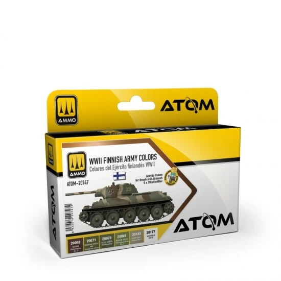 AMMO by Mig Jimenez 20747 Acrylic Paints set - ATOM #WWII Finnish Army Colours (6 jars, each: 20mL)
