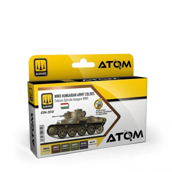 AMMO by Mig Jimenez 20749 Acrylic Paints set - ATOM #WWII Hungarian Army Colours (6 jars, each: 20mL)