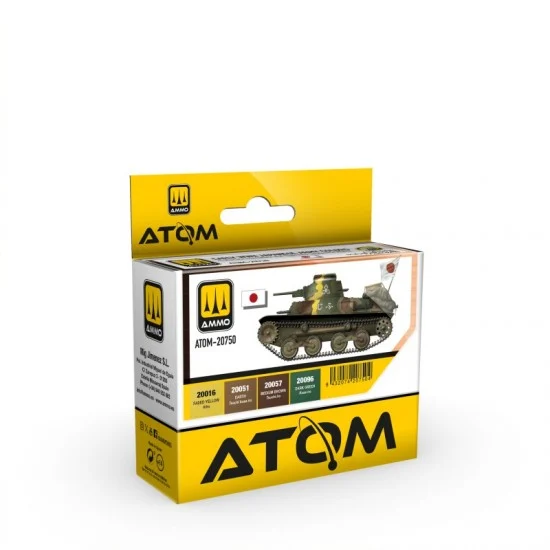 AMMO by Mig Jimenez 20750 Acrylic Paints set - ATOM #Early WWII Japanese Army Colours (4 jars, each: 20mL)