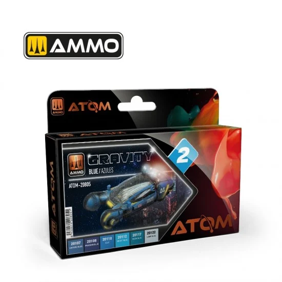 AMMO by Mig Jimenez 20805 Acrylic Paints set - ATOM #Gravity 2 -Blue (6 jars, each bottle: 20ml)