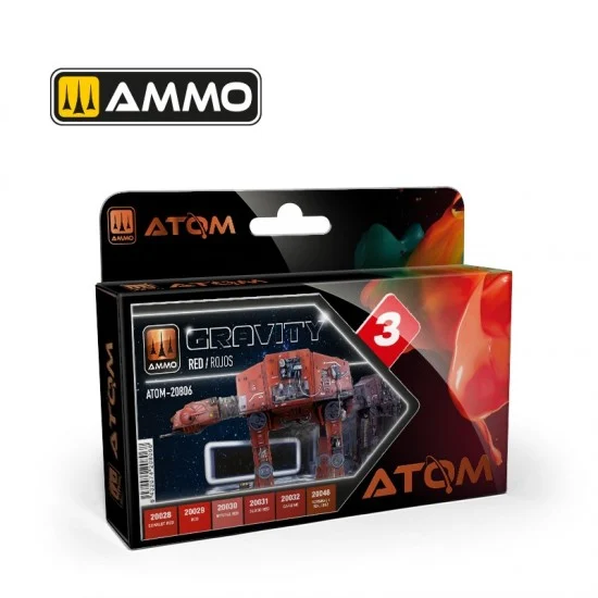 AMMO by Mig Jimenez 20806 Acrylic Paints set - ATOM #Gravity 3 -Red (6 jars, each bottle: 20ml)