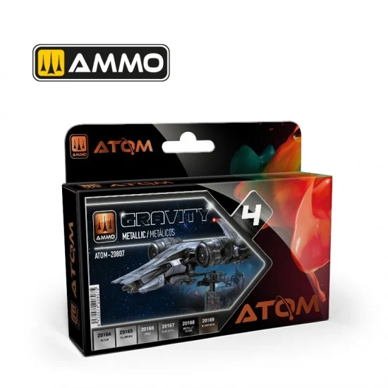 AMMO by Mig Jimenez 20807 Acrylic Paints set - ATOM #Gravity 4 - Metallic (6 jars, each bottle: 20ml)