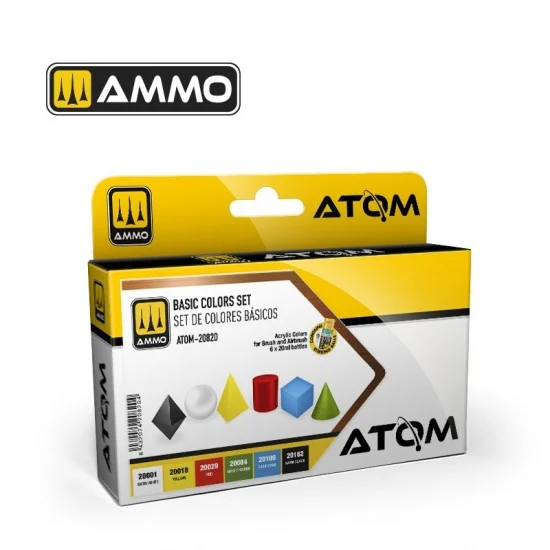 AMMO by Mig Jimenez 20820 Acrylic Paints - ATOM #Basic Colours Set (6x 20ml)