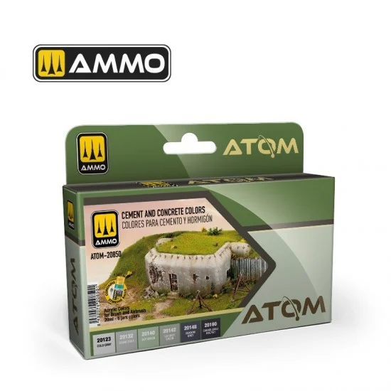 AMMO by Mig Jimenez 20850 Acrylic Paints - ATOM #Cement and Concrete Colours Set (6x 20ml)