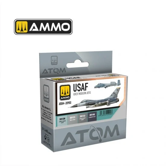 AMMO by Mig Jimenez 20900 Acrylic Paints - ATOM #USAF Colours Grey Modern Jets Set (4x 20ml)