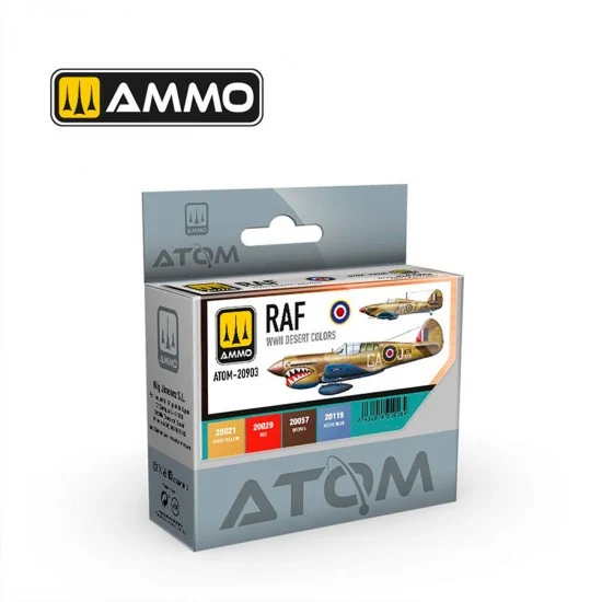 AMMO by Mig Jimenez 20903 Acrylic Paints set - ATOM #RAF WWII Desert Colours (4 jars, each bottle: 20ml)