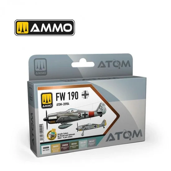 AMMO by Mig Jimenez 20904 Acrylic Paints set - ATOM #FW 190 Colours (6 jars, each bottle: 20ml)