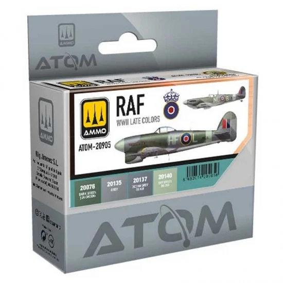 AMMO by Mig Jimenez 20905 Acrylic Paints set - ATOM #RAF WWII Late Colours (4 jars, each bottle: 20ml)