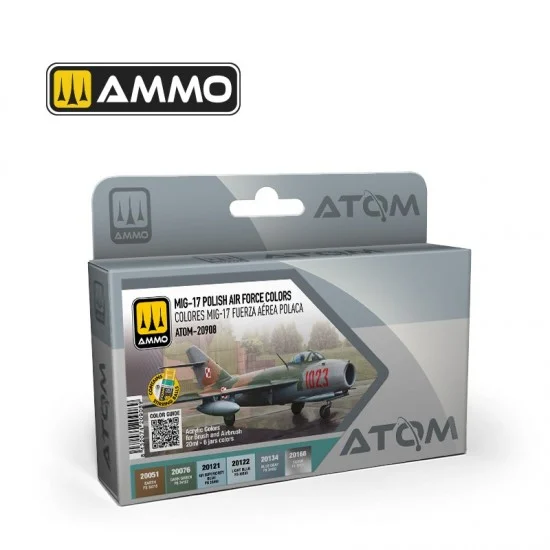 AMMO by Mig Jimenez 20908 Acrylic Paints - ATOM #MIG-17 Polish Air Force Colours (6 jars, each: 20ml)
