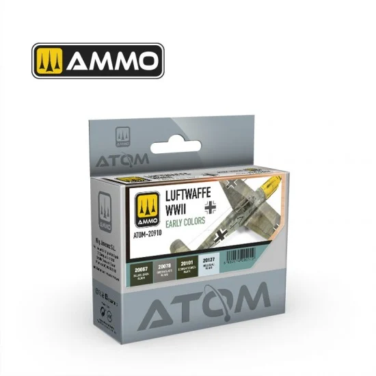 AMMO by Mig Jimenez 20910 Acrylic Paints - ATOM #Luftwaffe WWII Early Colours (4 jars, each bottle: 20ml)