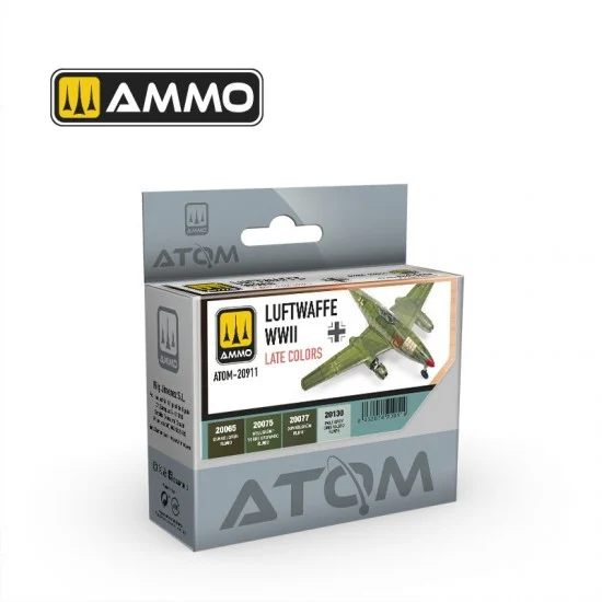 AMMO by Mig Jimenez 20911 Acrylic Paints - ATOM #Luftwaffe WWII Late Colours (4 jars, each bottle: 20ml)