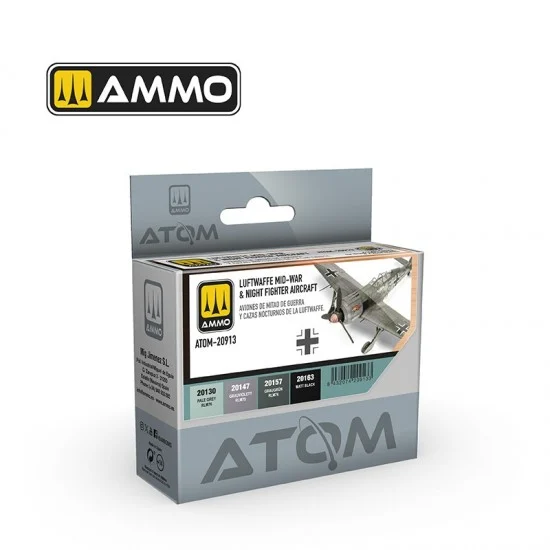 AMMO by Mig Jimenez 20913 Acrylic Paints - ATOM #Luftwaffe Mid-War and Night Fighter Aircraft Set