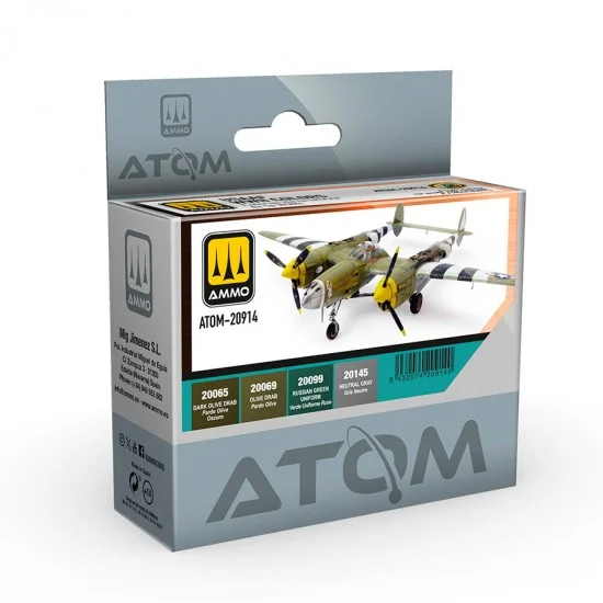 AMMO by Mig Jimenez 20914 Acrylic Paints set - ATOM #WWII USAAF Colours (4 jars, 20ml each)