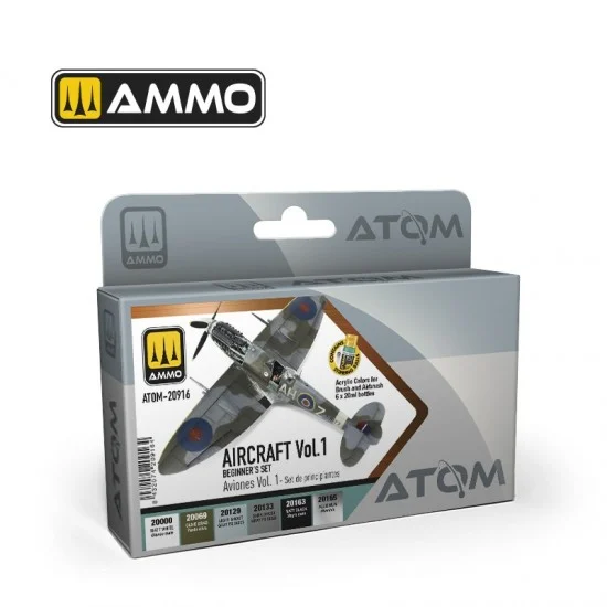 AMMO by Mig Jimenez 20916 Acrylic Paints - ATOM #Beginners Set: Aircraft Vol.1 (6x 20ml)