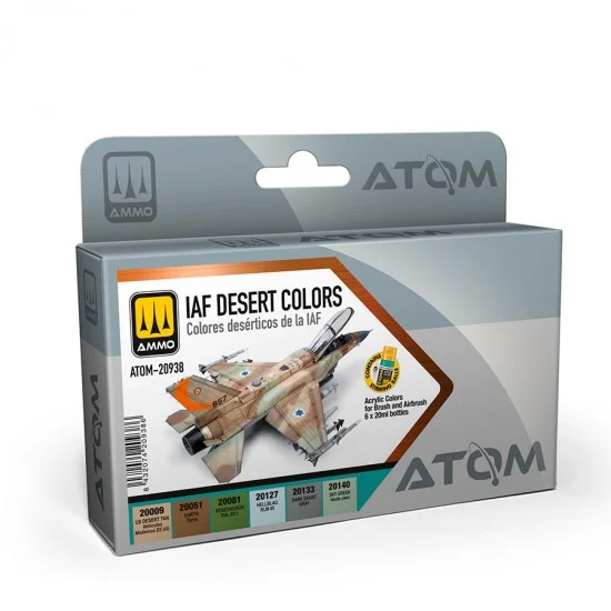 AMMO by Mig Jimenez 20938 Acrylic Paints set - ATOM #IAF Desert Colours (6 jars, 20ml each)