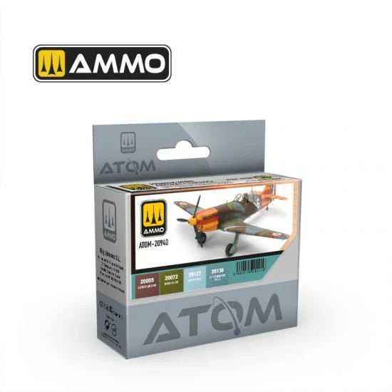 AMMO by Mig Jimenez 20940 Acrylic Paints - ATOM #WWII French Aircraft Colours Set (4x 20ml)