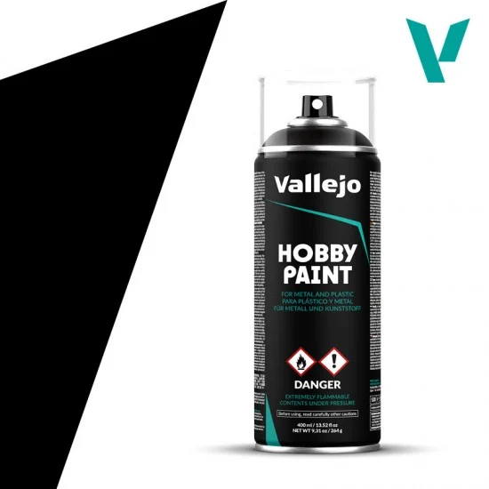 Vallejo 28012 Hobby Paint Spray - Basic Colour #Black (400ml)