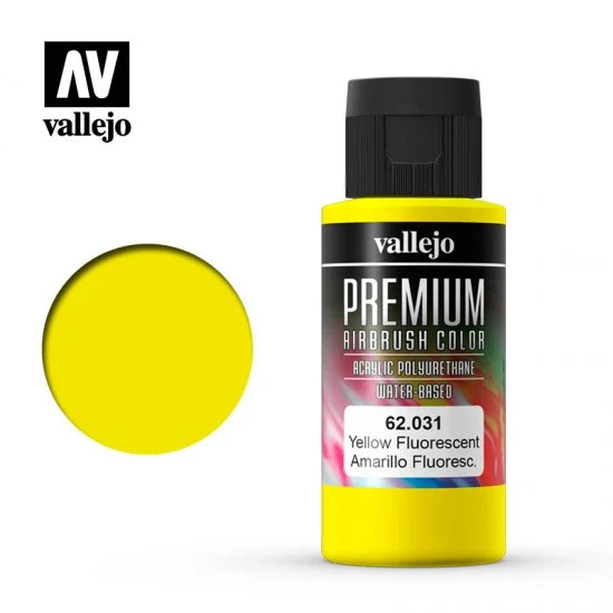 Vallejo 62031 Acrylic Airbrush Paint - Premium Colour #Fluorescent Yellow (60ml)