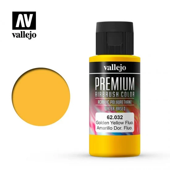 Vallejo 62032 Acrylic Airbrush Paint - Premium Colour #Fluorescent Gondel Yellow (60ml)