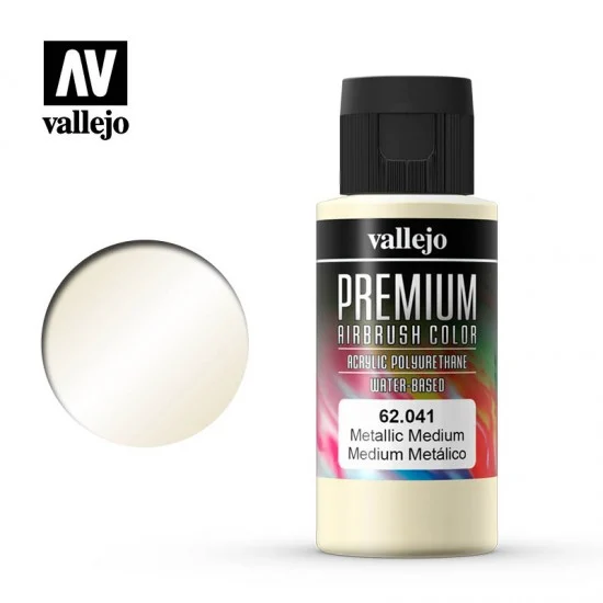 Vallejo 62041 Acrylic Airbrush Paint - Premium Colour #Metallic Medium (60ml)