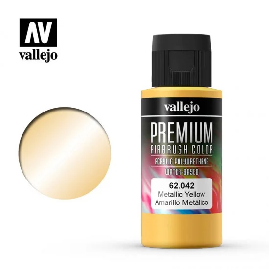 Vallejo 62042 Acrylic Airbrush Paint - Premium Colour #Metallic Yellow (60ml)