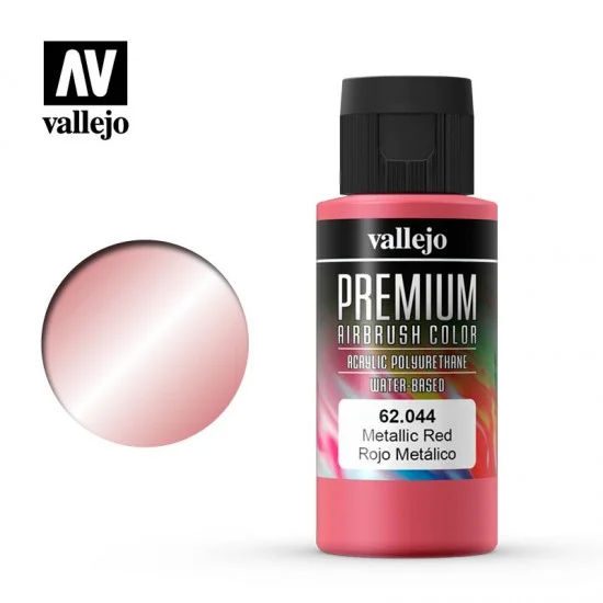 Vallejo 62044 Acrylic Airbrush Paint - Premium Colour #Metallic Red (60ml)