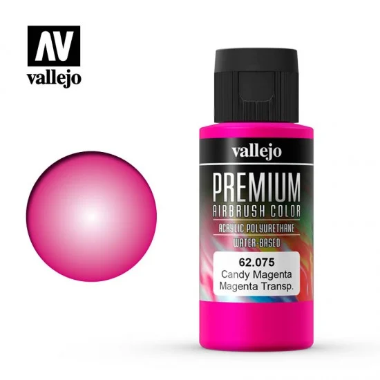 Vallejo 62075 Acrylic Airbrush Paint - Premium Colour #Candy Magenta (60ml)