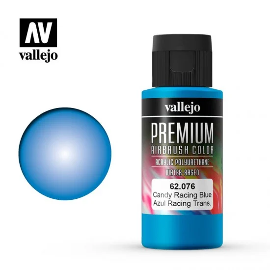 Vallejo 62076 Acrylic Airbrush Paint - Premium Colour #Candy Racing Blue (60ml)