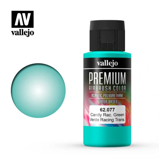 Vallejo 62077 Acrylic Airbrush Paint - Premium Colour #Candy Racing Green (60ml)