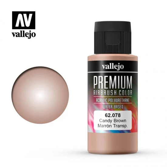 Vallejo 62078 Acrylic Airbrush Paint - Premium Colour #Candy Brown (60ml)
