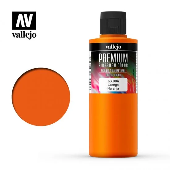 Vallejo 63004 Premium Colour Acrylic Paint - Orange (200ml/6.76fl.oz)